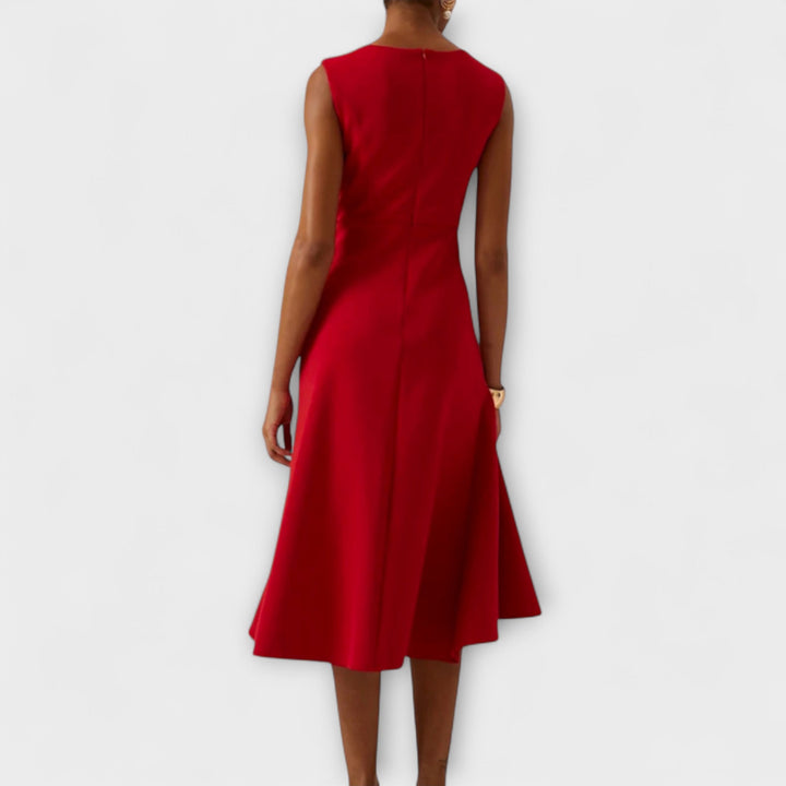 Amelia – Draped Asymmetric Midi Dress