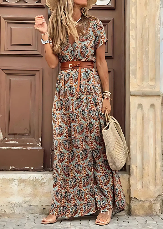 Romy – Bohemian Maxi Dress with Gathered Waist