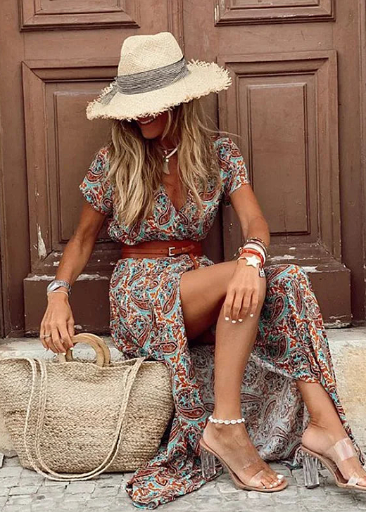 Romy – Bohemian Maxi Dress with Gathered Waist
