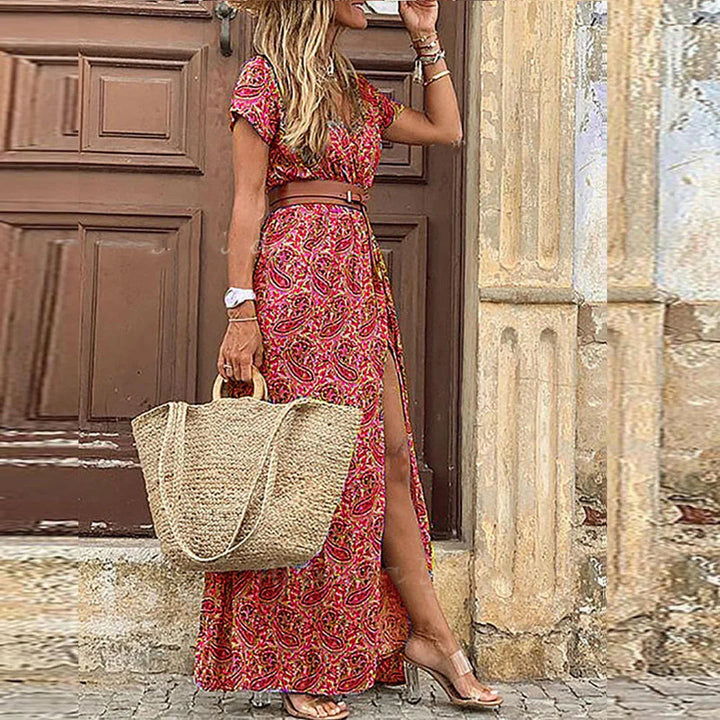Romy – Bohemian Maxi Dress with Gathered Waist